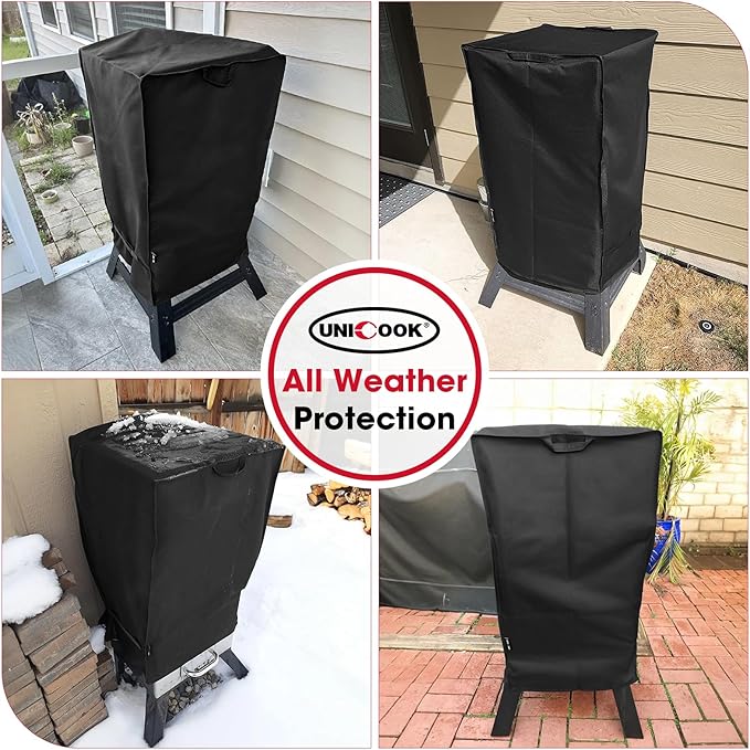 Unicook 30 Inch Electric Smoker Cover for Masterbuilt, Heavy Duty Waterproof Vertical Smoker BBQ Grill Cover, All Weather Resistant, 18" W x 17" D x 33" H