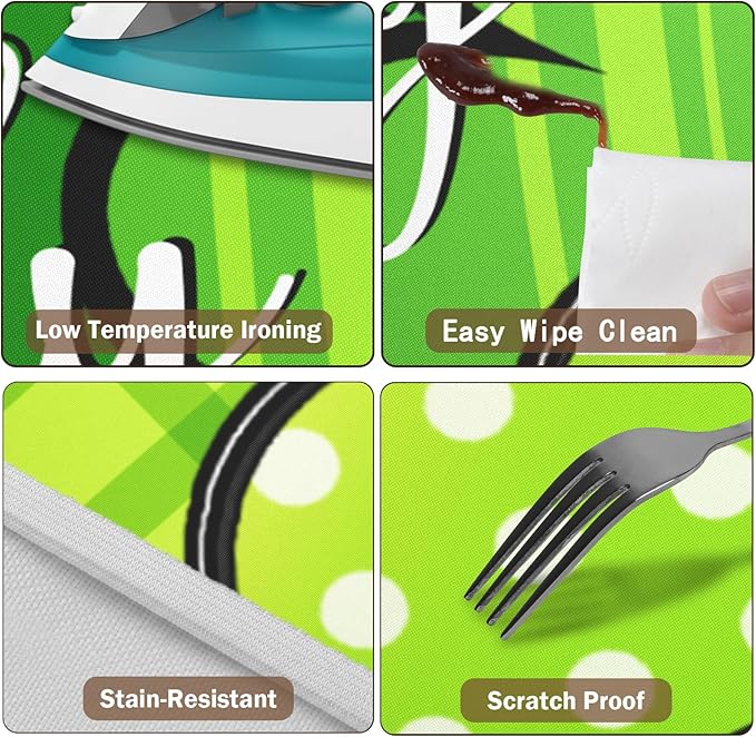 St Patricks Day Round Fitted Tablecloth with Elastic Green Shamrock Lucky Circle Table Cover for 48-52" Tables Spring Clover Wipeable Waterproof Washable Table Cloth for Party Picnic Dining Decor