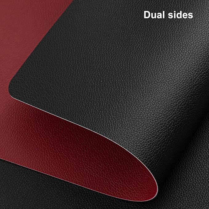 Myir JUN Table Runner Double Sided Vinyl Runner Table 55 Inch Long Runner for Table Washable Waterproof Non-Slip for Home Decorations Red Black,12 x 55 inch