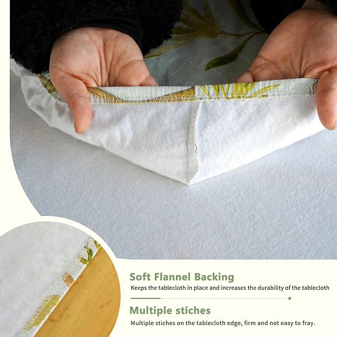 Rectangle Picnic Table Cloth, Elastic Waterproof Fitted Vinyl Tablecloths for 6 Foot Tables, Wipeable Flannel Backed Table Covers for Dining, Camping, Outdoor(Leaves,36"x72")