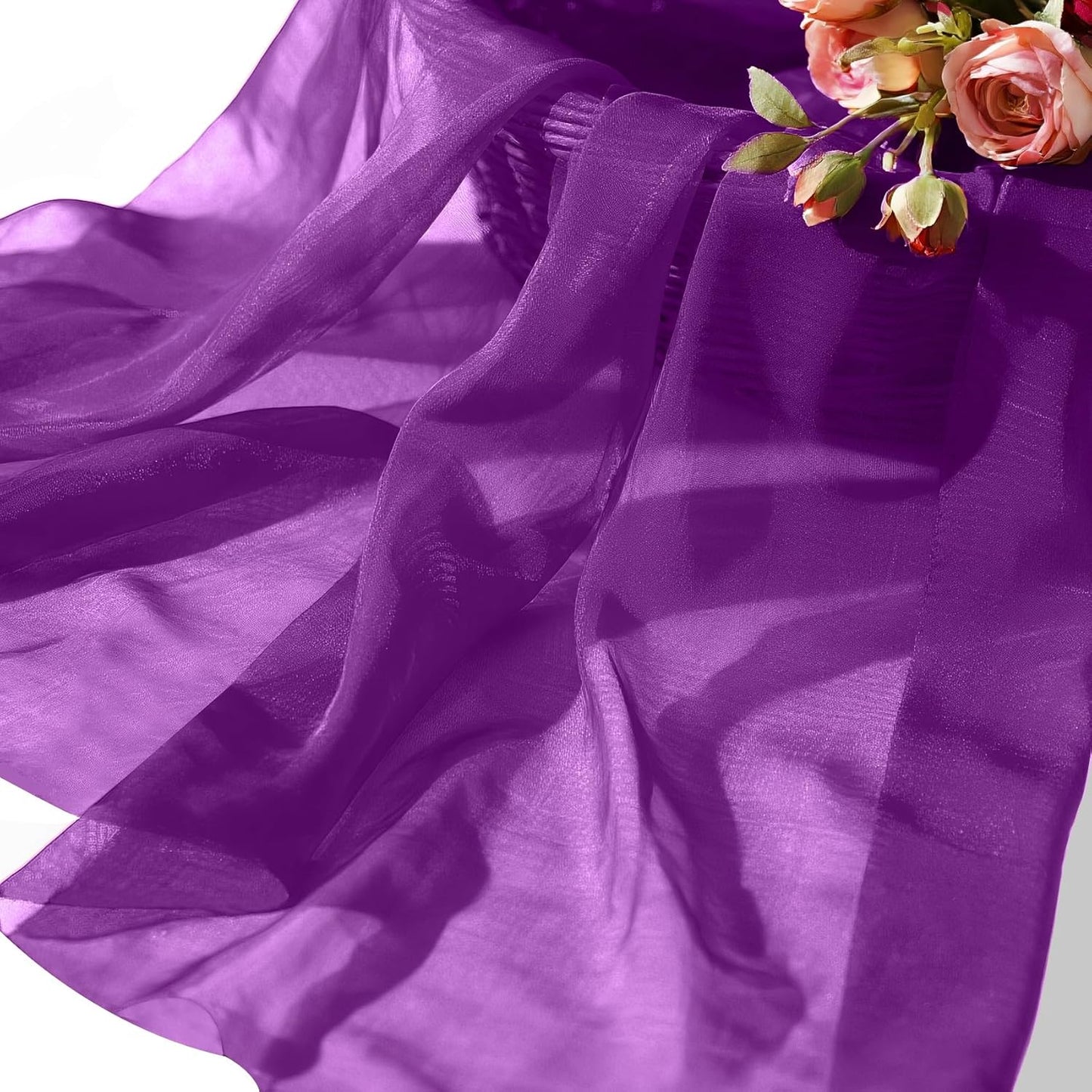 Organza Fabric by The Yard, 60 Inch Wide 3 Yards (9 ft) Long Sheer Fabric for DIY Sewing Projects Wedding Decorations Party Backdrops Curtains (Purple)
