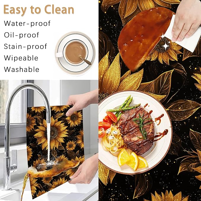 Placemats12x18 Inch,Sunflowers Placemats,Kitchen Dining Coffee Table Mats Set of 6 for Home Indoor Outdoor Party