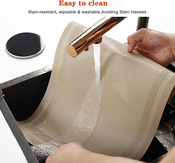 Placemats Set of 6,Washable,Heat and Stain Resistant Indoor/Outdoor Place mats,Vinyl Woven Non Slip Table Mats for Restaurant Table Protection,PVC Placemats(Beige,6PCS)