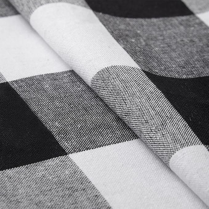 Encasa XO Cotton Dining Table Runner | Buffalo Black Checks | Size 13x120 in - Machine Washable & Durable