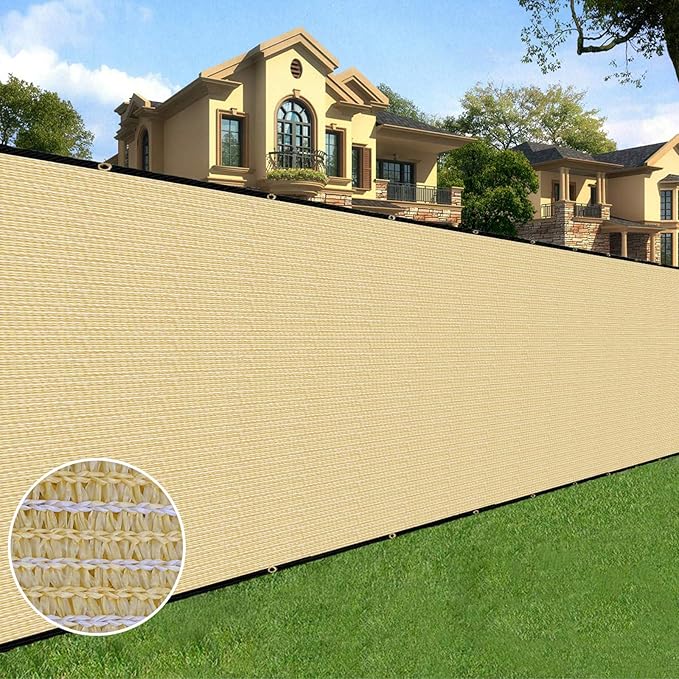 Sunnyglade 4 feet x 150 feet Privacy Screen Fence Heavy Duty Fencing Mesh Shade Net Cover for Wall Garden Yard Backyard (Sand, 4 ft X 150 ft)