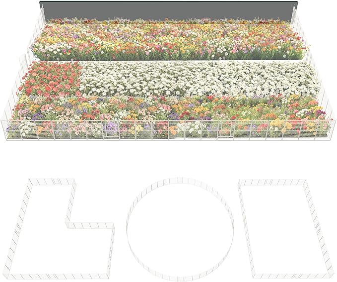 FXW Garden Fence Outdoor for The Yard – 45in(H) x 109.4ft(L) Heavy Duty Metal Animal Barrier for Dog and Rabbit, Decorative Dog Fence, 48 Panels, White