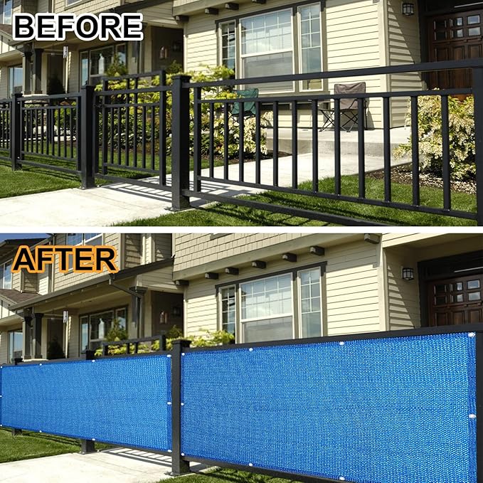 Eden's Decor Balcony Privacy Screen Cover Mesh Windscreen Weather-Resistant UV Protection for Backyard Deck, Patio, Balcony, Pool, Porch, Fence, Railing, Gardening (Blue,5'x 15')