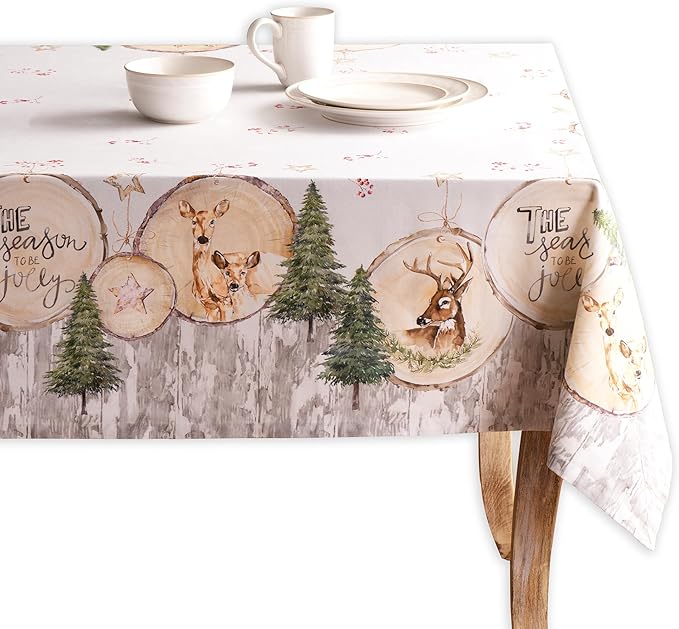 Maison d' Hermine Table Cloth Square Table 100% Cotton 60 x 60 Inches Fall Tablecloth Reusable Everyday Use for Thanksgiving Christmas Decorations Dining Farmhouse Party (Mountain Life)