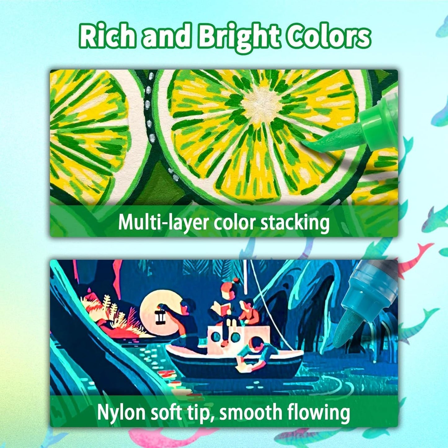 Acrylic Paint Markers Paint Pens, 36 Colors Dual Tip Direct Liquid Acrylic Markers with Automatic Ink Control System, Fine & Brush Tip Art Supplies for Rock Painting, Wood, Stone, Fabrics, DIY Craft