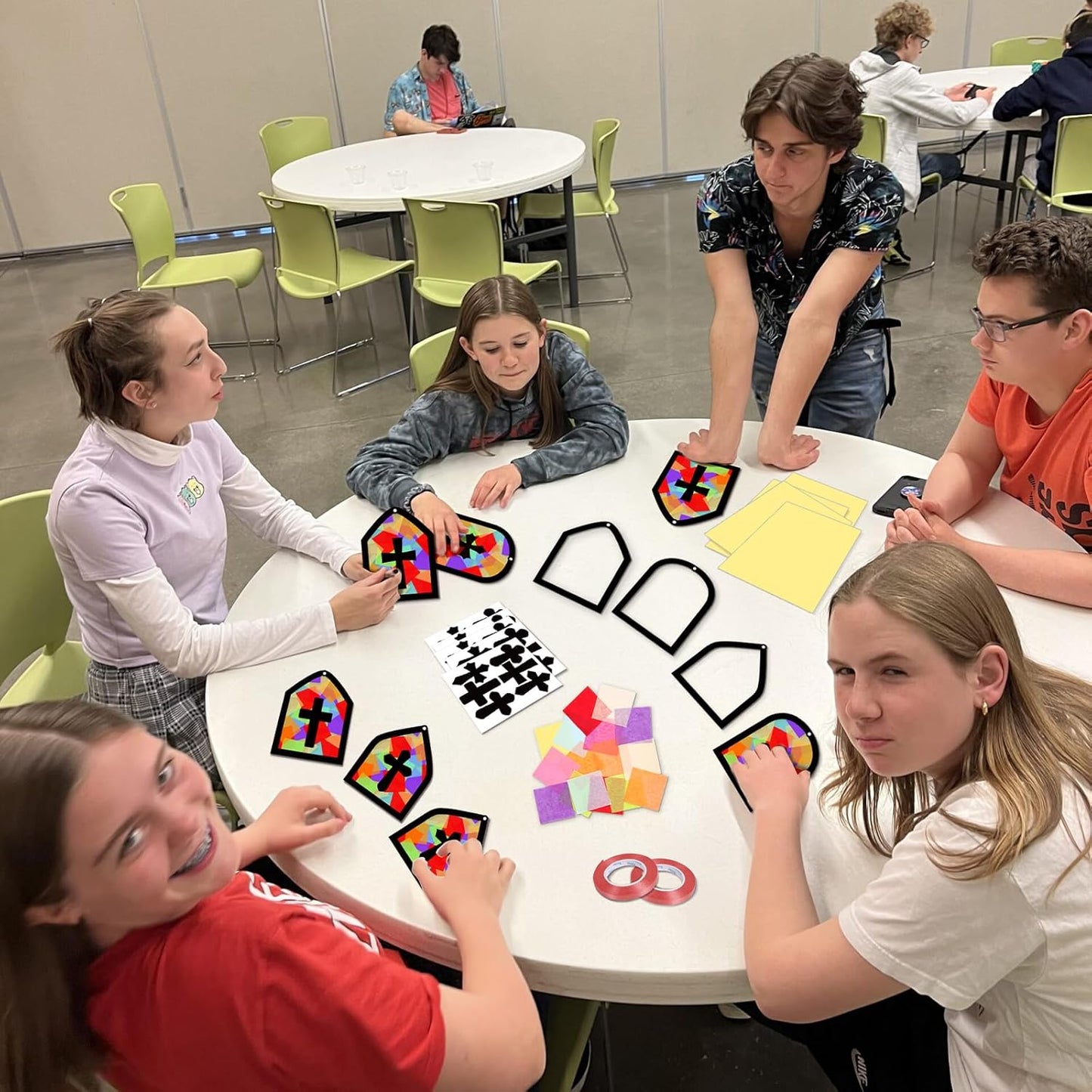 40PCS Sunday School VBS Crafts Bulk: Paper Cross Nativity Suncatchers, Jesus Religious Christian Classroom Camping Activity DIY Kits Gifts Church Decorations, Window Stained Glass Effect Art Supplies