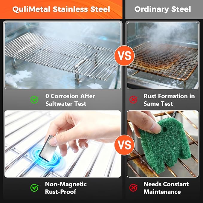 QuliMetal SUS304 9MM Grill Grates for Weber Genesis II E-410/E-415/E-435, Grill Parts for Genesis II/LX E-440 Series Gas Grills, 304 Stainless Steel Grill Grates Parts for Weber GS4 66089 66097