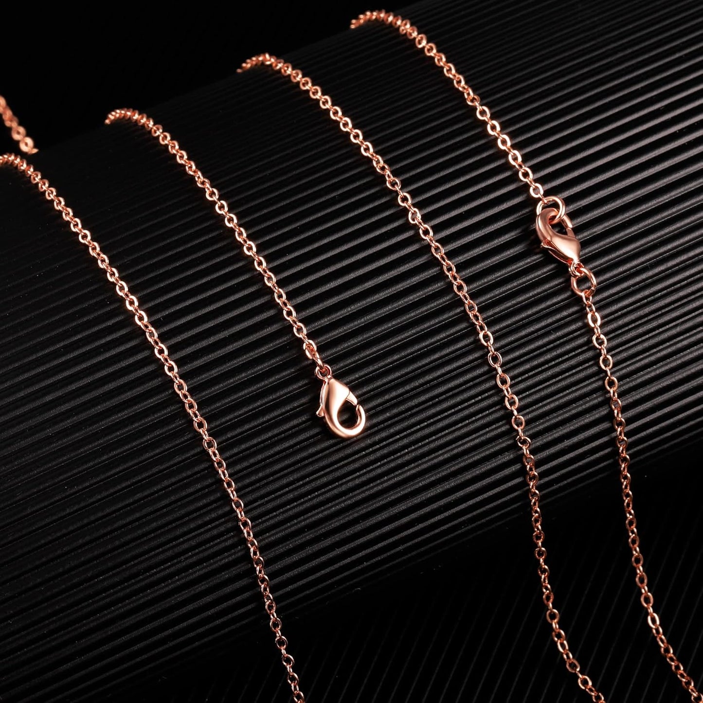 ALEXCRAFT Wholesale 12PCS Rose Gold Plated Solid Brass Chain Hypoallergenic Flat Cable Chains Link Bulk for Jewelry Making (20"(2.0MM))