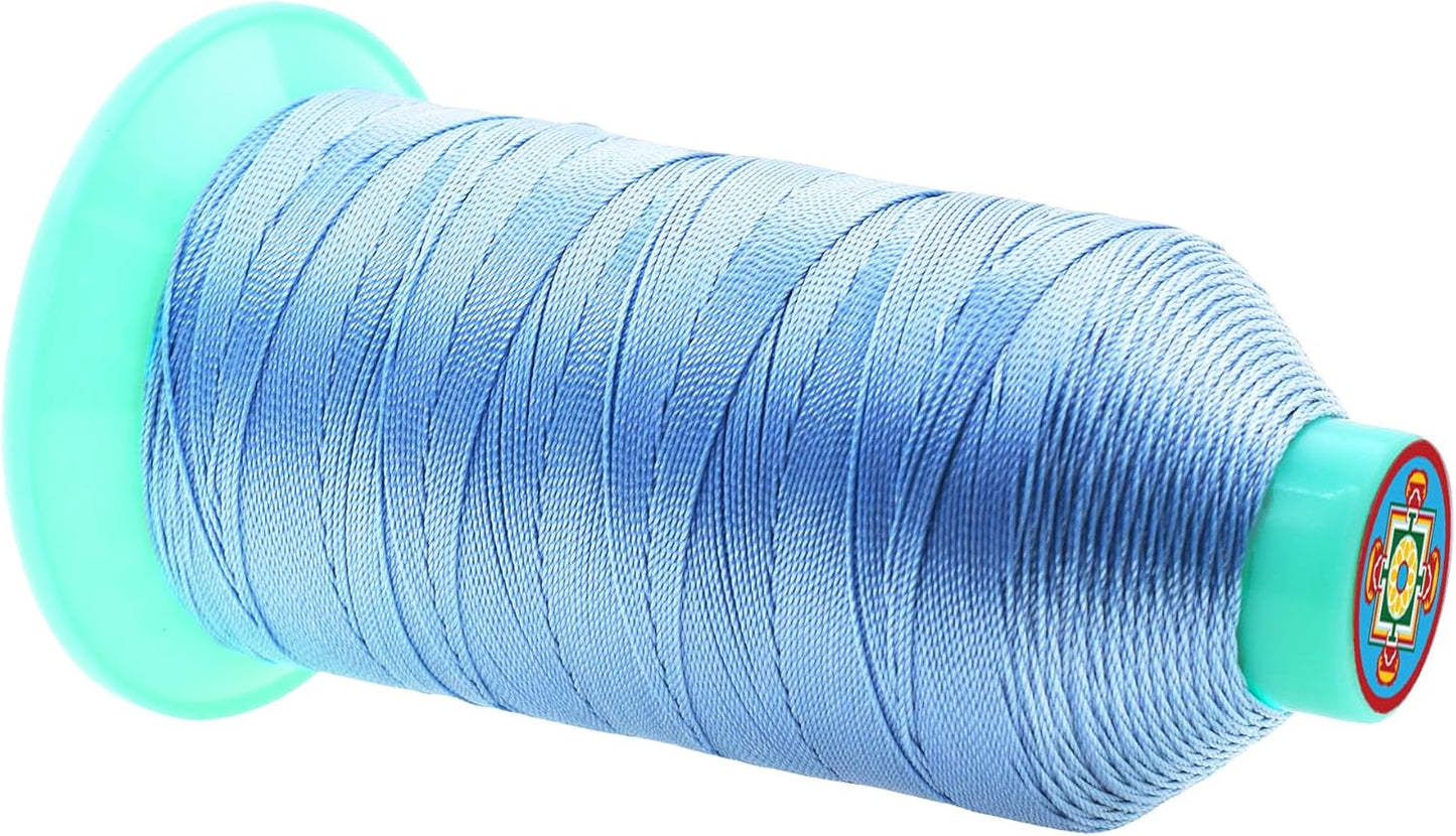 Mandala Crafts Bonded Nylon Thread Light Blue Heavy Duty Sewing Threads - 415 YDs Size 346 210D T350 Tex 350 Thread for Leather Jeans Weaving Outdoor Marine Upholstery Threads