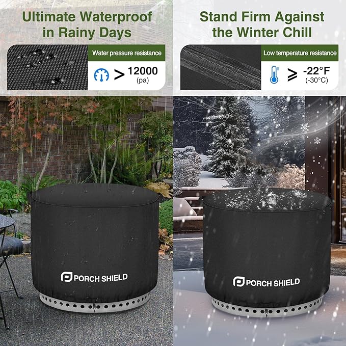 Porch Shield Fade Resistant Solo Stove Yukon Cover - Waterproof Patio Fire Pit Cover Round 28 inch Fits for Small Firepit Solo Stove Yukon