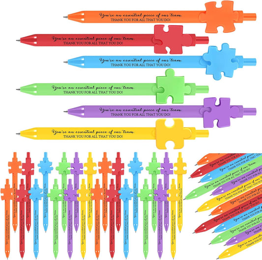 Eaasty 24 Pcs Employee Appreciation Gifts Bulk Inspirational Puzzle Pens Thank You Ballpoint Pens for Coworkers Staff Team Teacher Nurse Pastor Boss's Day Vet Tech Week Pharmacy Technicians Day Gifts