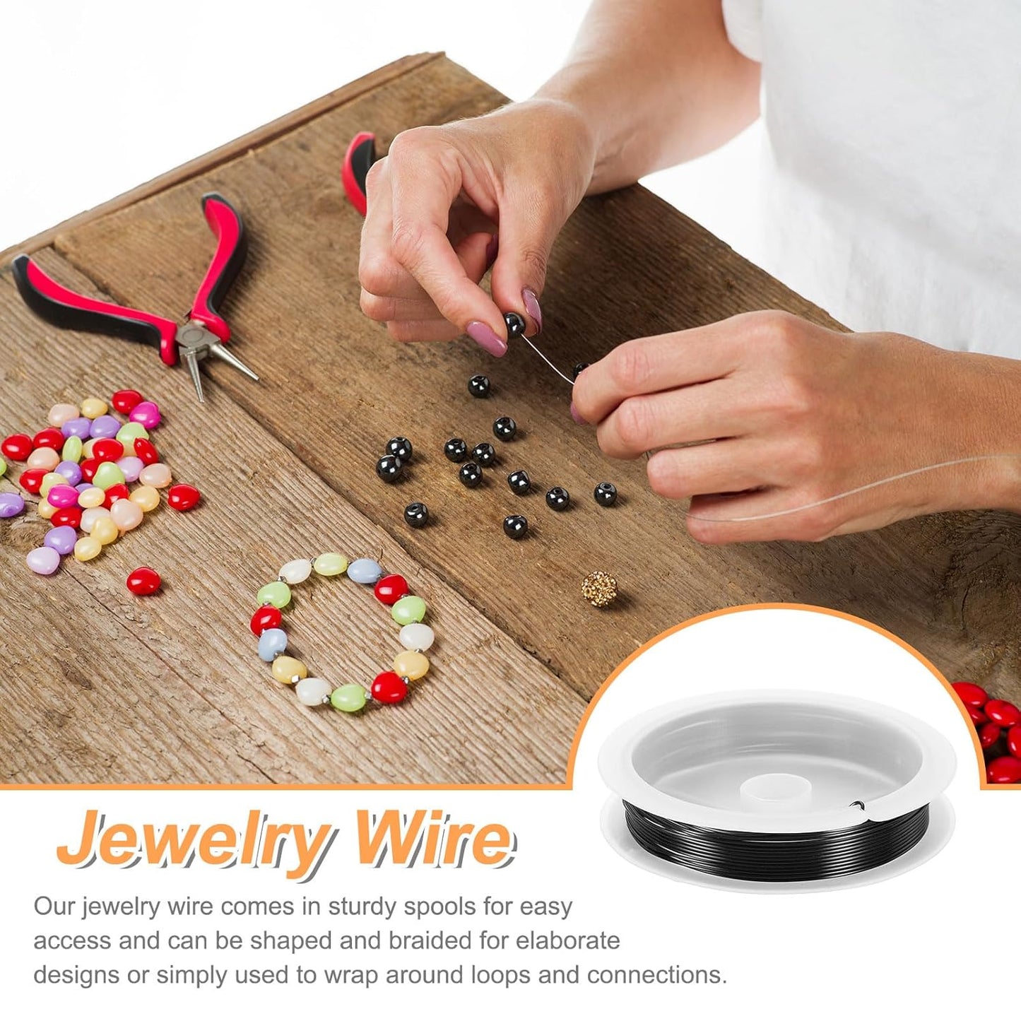 HARFINGTON 10ft Jewelry Wire, 22 Gauge (0.7mm) Brass Craft Soft Metal Tarnish Resistant Copper Beading Wire for Jewelry Making Supplies Crafting, Black