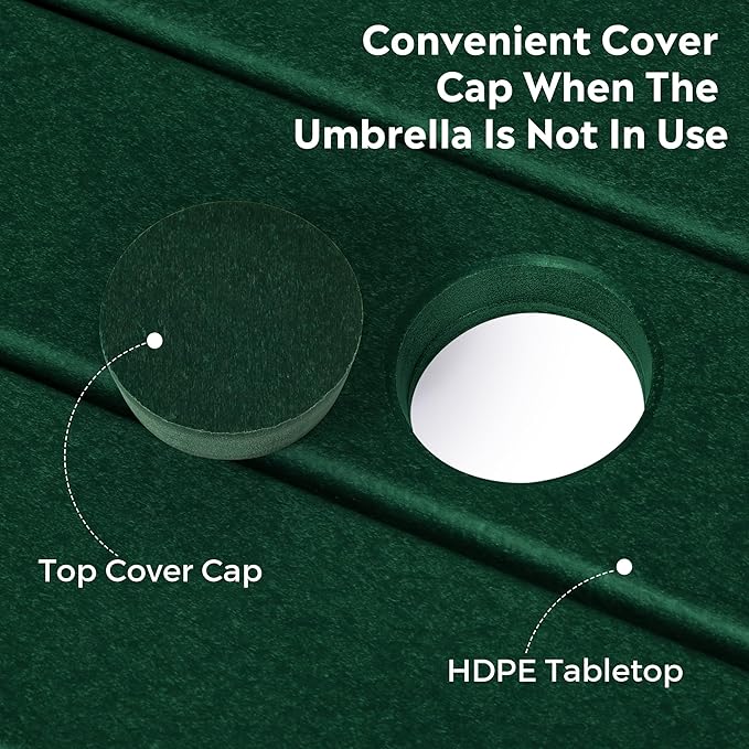 Costaelm Patio Bistro Table, 42" Counter Height Round Patio Cocktail Bar Table with Umbrella Hole, Outdoor Bistro Dining Pub Table for Front Porch Deck Backyard Garden, Dark Green