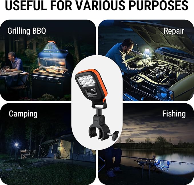 ThermoPro Outdoor Grill Light for BBQ with 10 LEDs, 3 Brightness & Energy-Saving Button, 360° Adjustable Grill Lights for Outdoor Grill, Grill Gifts for Him Her Parents Husbands, Batteries Included