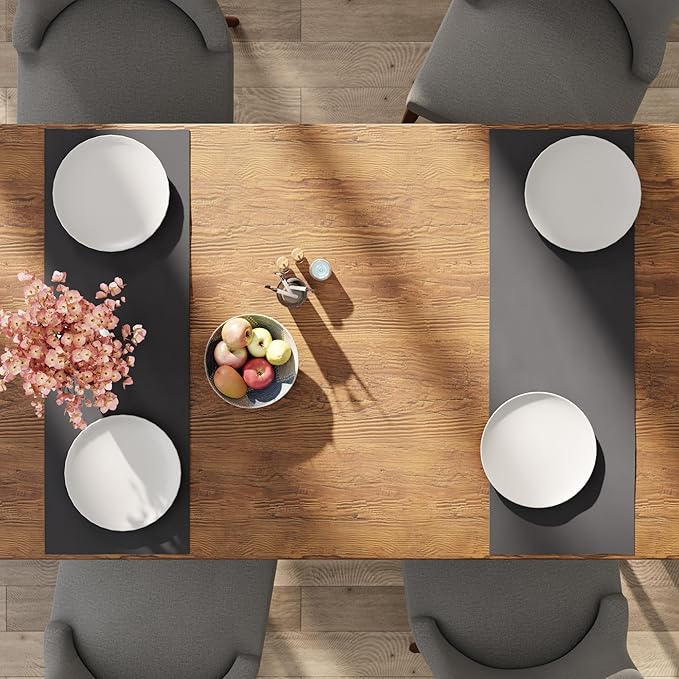 Encasa XO Table Runner 13"x36" Long | Cotton Canvas Fabric | Grey Solid Color | Machine Washable & Durable