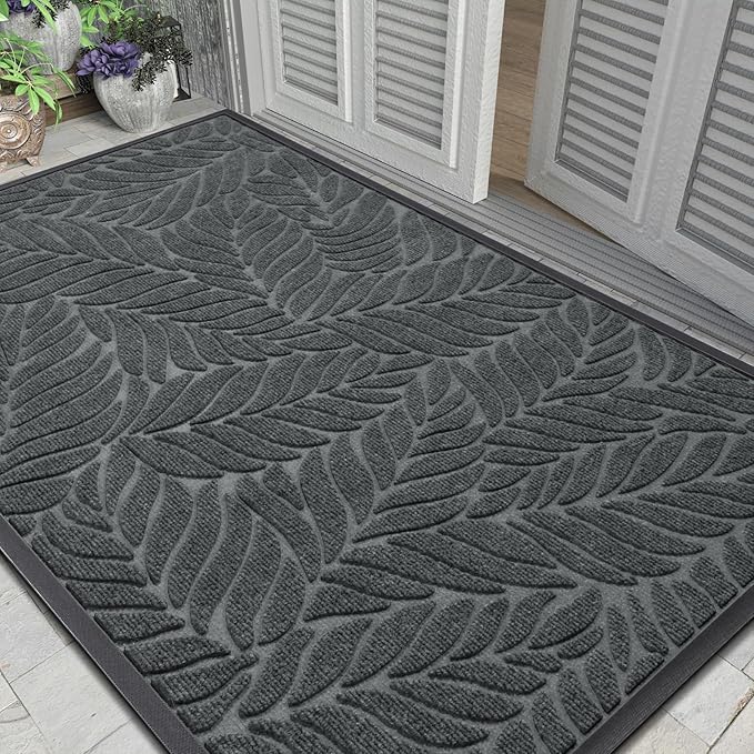 Yimobra 60x36 Large Door Mat Outdoor Indoor, All-Season Waterproof Door Mat Outside Entrance, All-Weather Non-Slip Outside Doormat for Garage Patio Entryway, Grey