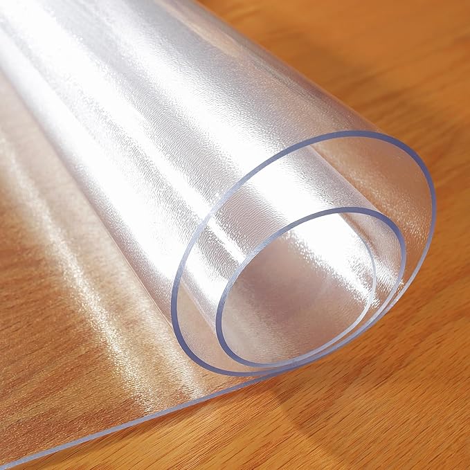 Frosted Clear Table Protector 38 x 66 Inch, 1.5mm Thick Plastic Table Cover, Waterproof PVC Clear Table Cover Protector, Desk Protector Mat, Writing Desk Pad for Desktop, Coffee & Dining Room Table