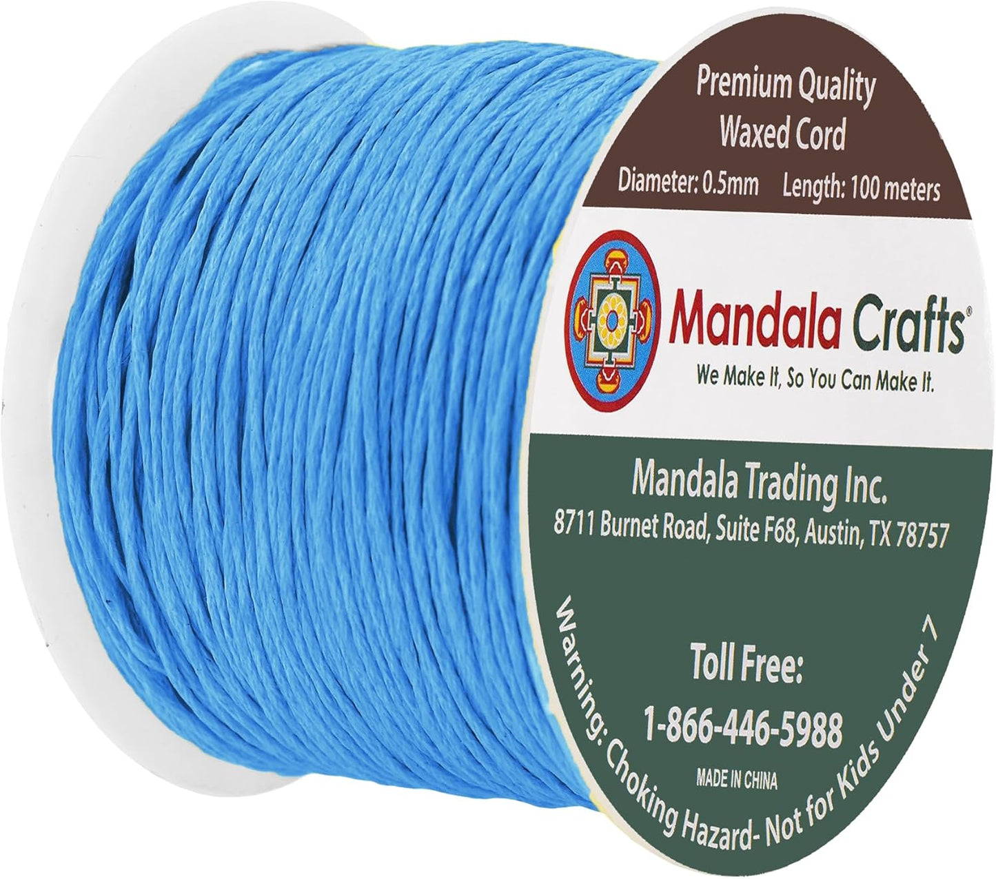 Mandala Crafts 0.5mm 109 Yards Sky Blue Cotton Waxed Cord for Jewelry Making Bracelet Cord Waxed String - Beading String Thread Jewelry Cords for Necklaces String