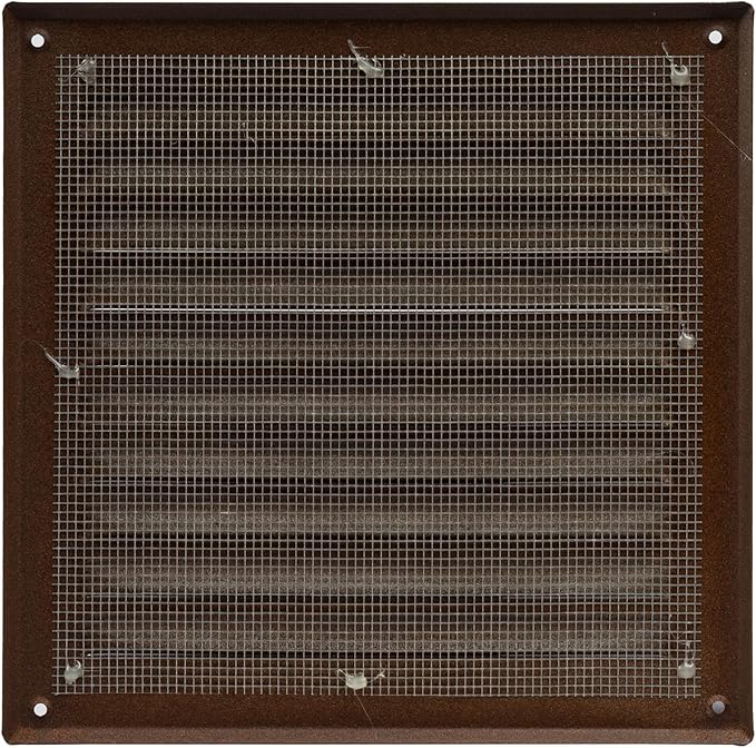 Square Ventilation Grille / 8" x 8" Inch Inside Measurement/Brown Metal Air Vent Louver - Inside/Outside use - / 10" x 10" Inch Outer Measurement