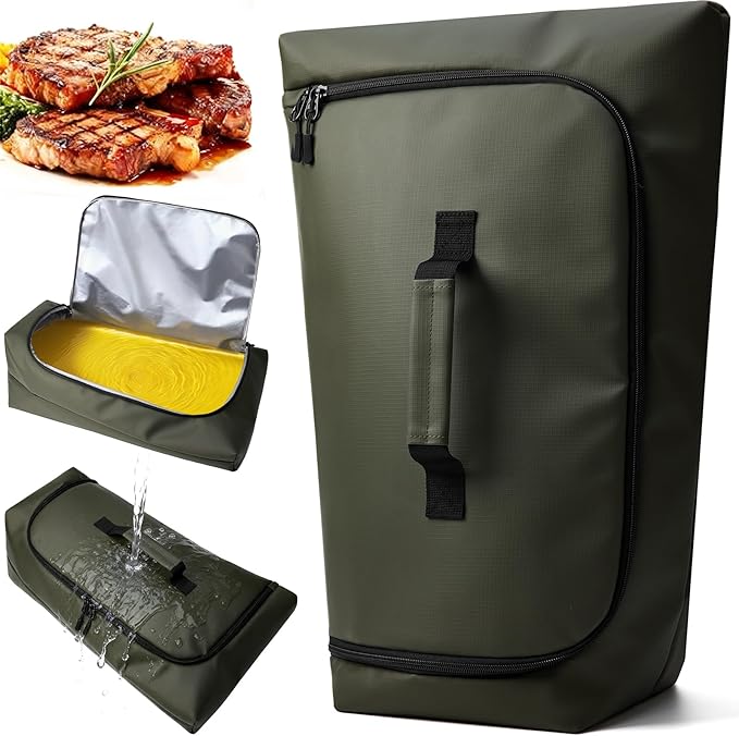 BBQ Blanket for Resting Meat, Leak-Proof Insulated Meat Resting Bag, 270° Top Opening for Large Briskets, Turkey, Washable Smoker Accessories Gift for Men or BBQ Lovers - 21in