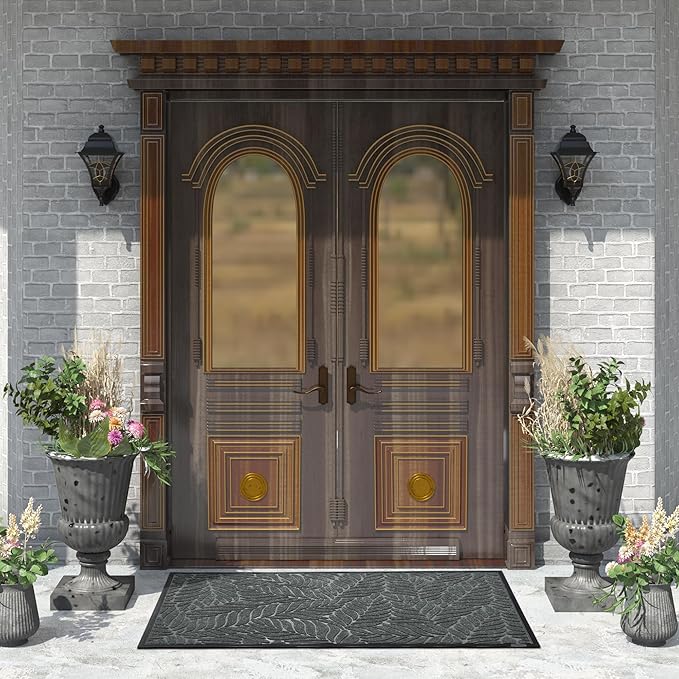 Yimobra 60x36 Large Door Mat Outdoor Indoor, All-Season Waterproof Door Mat Outside Entrance, All-Weather Non-Slip Outside Doormat for Garage Patio Entryway, Grey