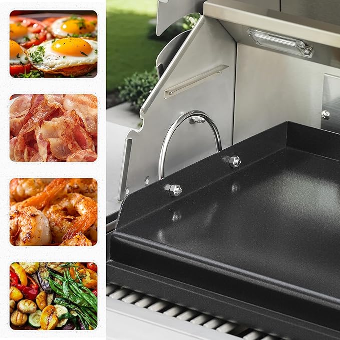 Onlyfire Universal BBQ Griddle with Handles for Charcoal/Gas Grills, Ceramic Coated Non-stick Flat Top Griddle for Outdoor Cooking, 23" x 16"