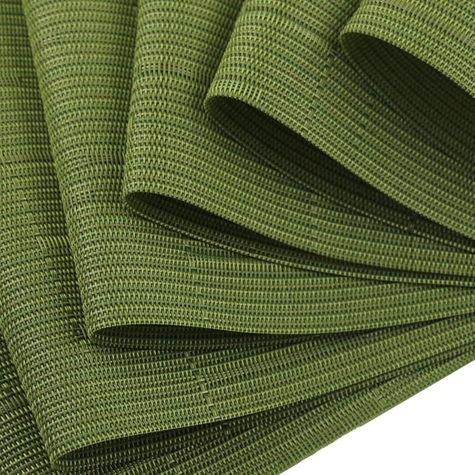 Plastic Placemats,Non Slip Washable Placemats for Dining Table Wipe Clean Table Mats Set of 6(Sage Green)