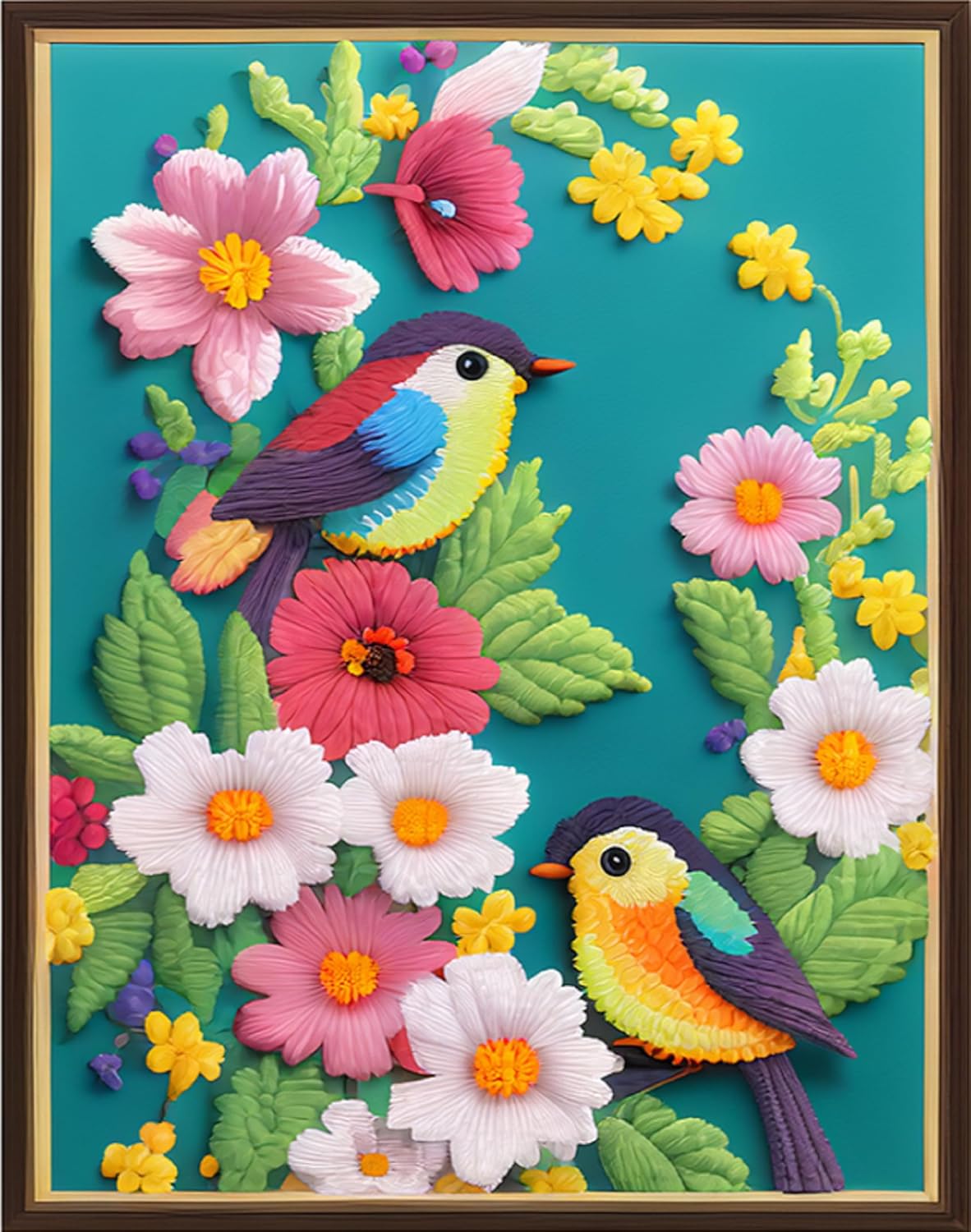 Dimensean Stamped Cross Stitch Kits Full Range of Embroidery Patterns Starter Kits for Beginners Adult or Kids DIY Cross Stitches Needlepoint Kits 11CT-Flower Bird 15.7x19.7 inch