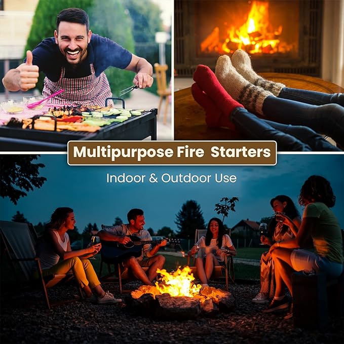 Dextreme Fire Starter Pack of 144/48 Natural Fire Starters Cubes for Campfires, Charcoal, BBQ, Grill Pit, Fireplace, Wood Stoves, Smokers and Camping - Easy to Ignite and Non Toxic… (48 Squares)