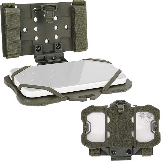 Tactical Phone Holder Available in Full Size Plate Carrier Phone Mount Adjust Nylon Molle Phones Holder for Tactical,Car,Office (OD)