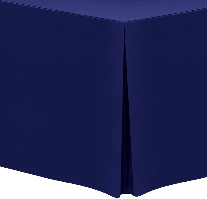 Ultimate Textile -2 Pack- 5 ft. Fitted Polyester Tablecloth - Fits 30 x 60-Inch Banquet and Folding Rectangular Tables - 42" H, Deep Royal Blue