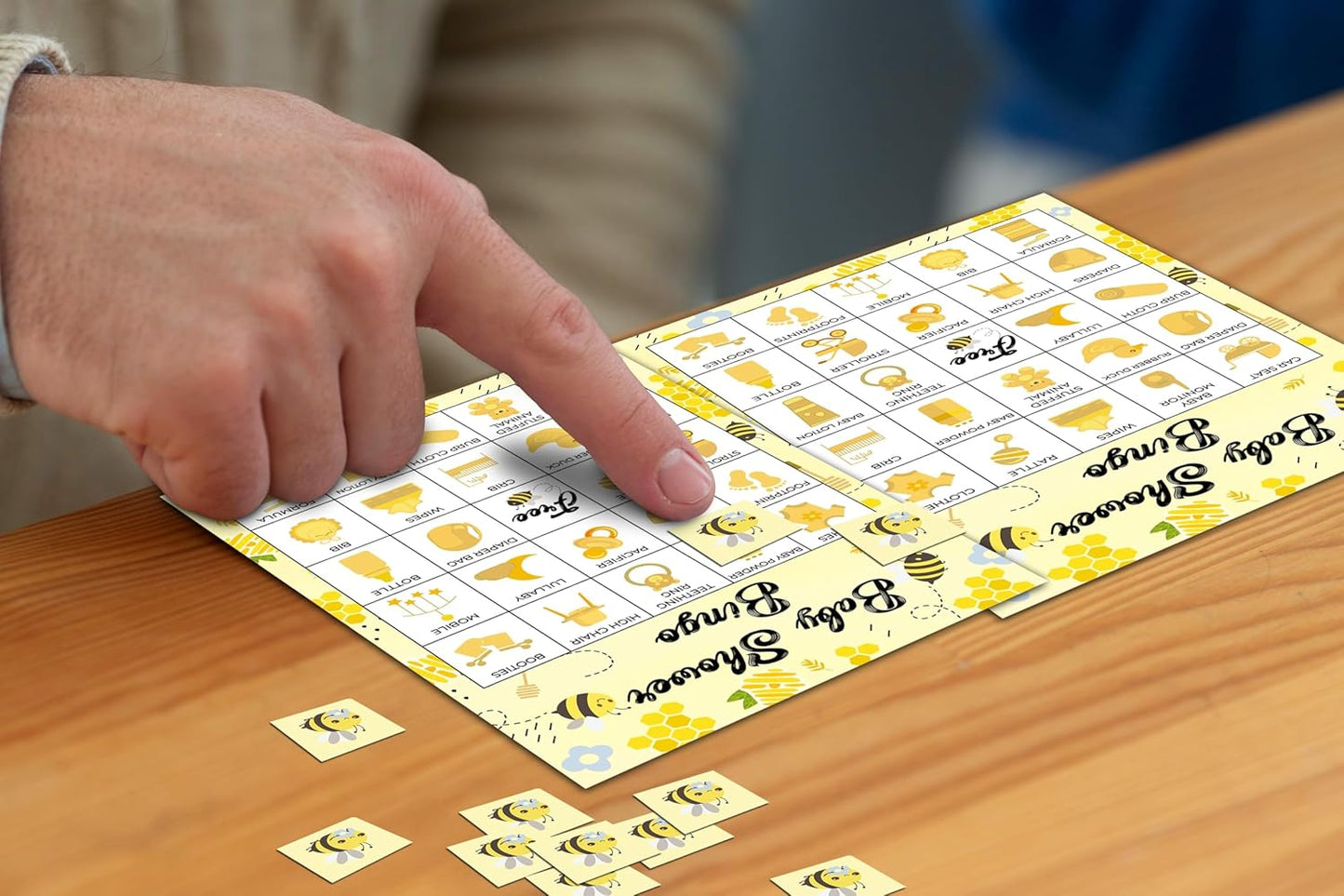 Baby Shower Bingo - 24 Player Bee Themed Game for Adults and Gender Reveal Parties