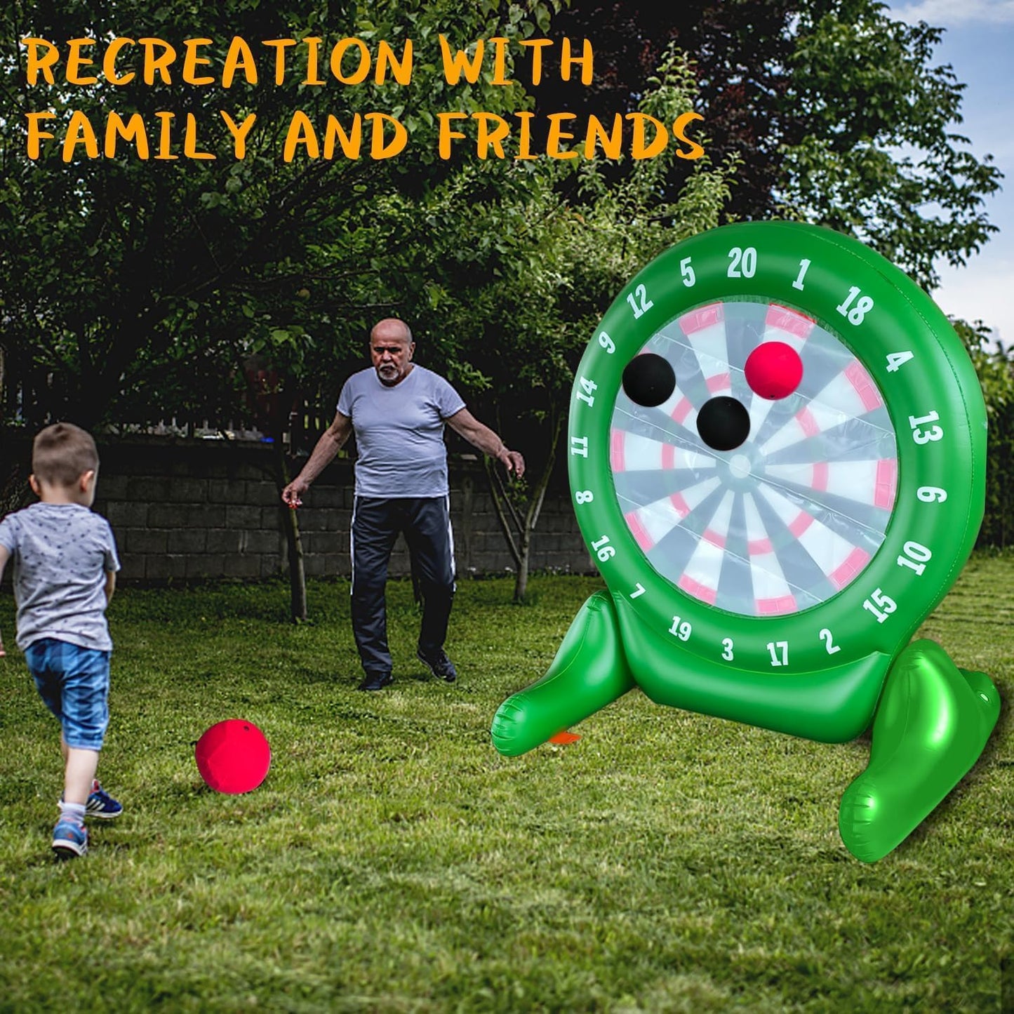 6Ft Tall Giant Kick Darts Games Inflatable Giant Kick Darts Games,Jumbo Outdoor Soccer Green Target Dartboard with Soccer Balls and Air Pump for Sports