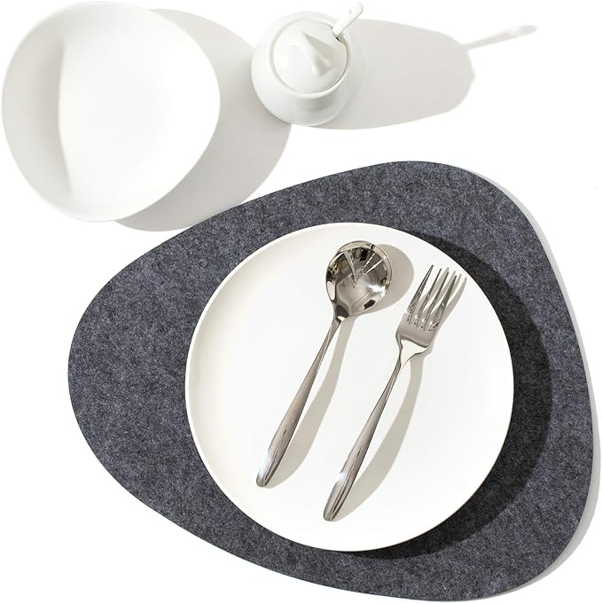 Chillify Table Coaster Set of 6 | Felt Coasters | Non-Slip, Heat-Resistant, Washable Table Mats | Suitable for Outdoor Use | Gray, Oval