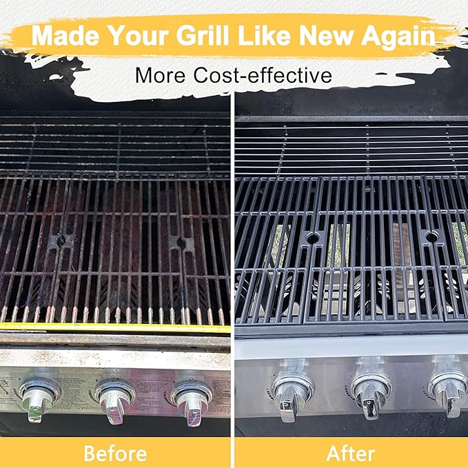 Grill Replacement Parts for Dyna Glo DGF510SBP, DGF493PNP-D, Backyard BY13-101-001-13, BHG BH13-101-099-01, Uniflame GBC1059WB, Cast Iron Grill Grates and Heat Plates for Dyna-Glo Grill Parts
