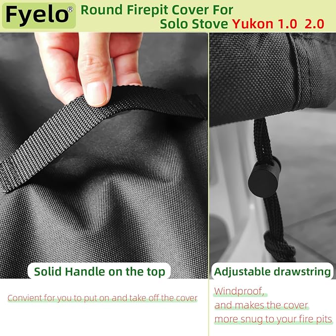 Fire Pit Cover for Solo Stove Yukon 27 Inch, Waterproof & Heavy Duty Outdoor Cover Solo Stove Shelter for Yukon 2.0 Tear resistance Rainproof & Windproof, Black
