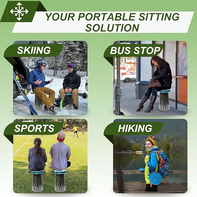 ALEVMOOM Upgraded XXL Collapsible Stool with Cushion 19.7",1000lbs Max Weight,Wider & Taller Pop Up Seat, Heavy Duty Portable Retractable Folding Chair or Travel Foot Rest for Camping & Outdoors
