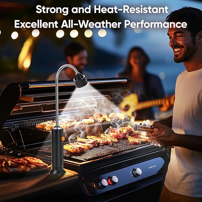 Valentines Day Gifts for Him Unique: 2 Pack RVZHI Grill Light BBQ Grilling Accessories with 8.3" Extended Gooseneck - Bright Magnetic LED Smoker Tools - Mens Valentines Gifts for Dad Husband Boyfriend