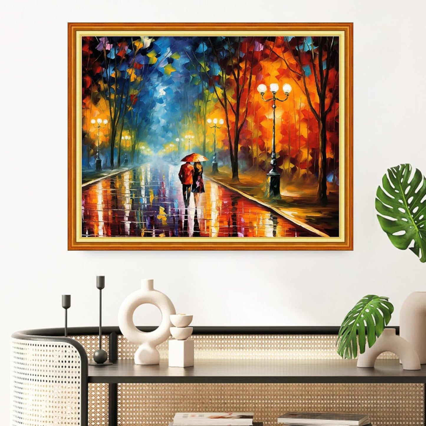 Redxing Stamped Cross Stitch Kits Full Range of Embroidery Starter Kits- Needlepoint Counted Cross Stitch Kits for Beginner Adults 11CT Printed Embroidery Kit-Romantic Night Stroll 16x20 inch