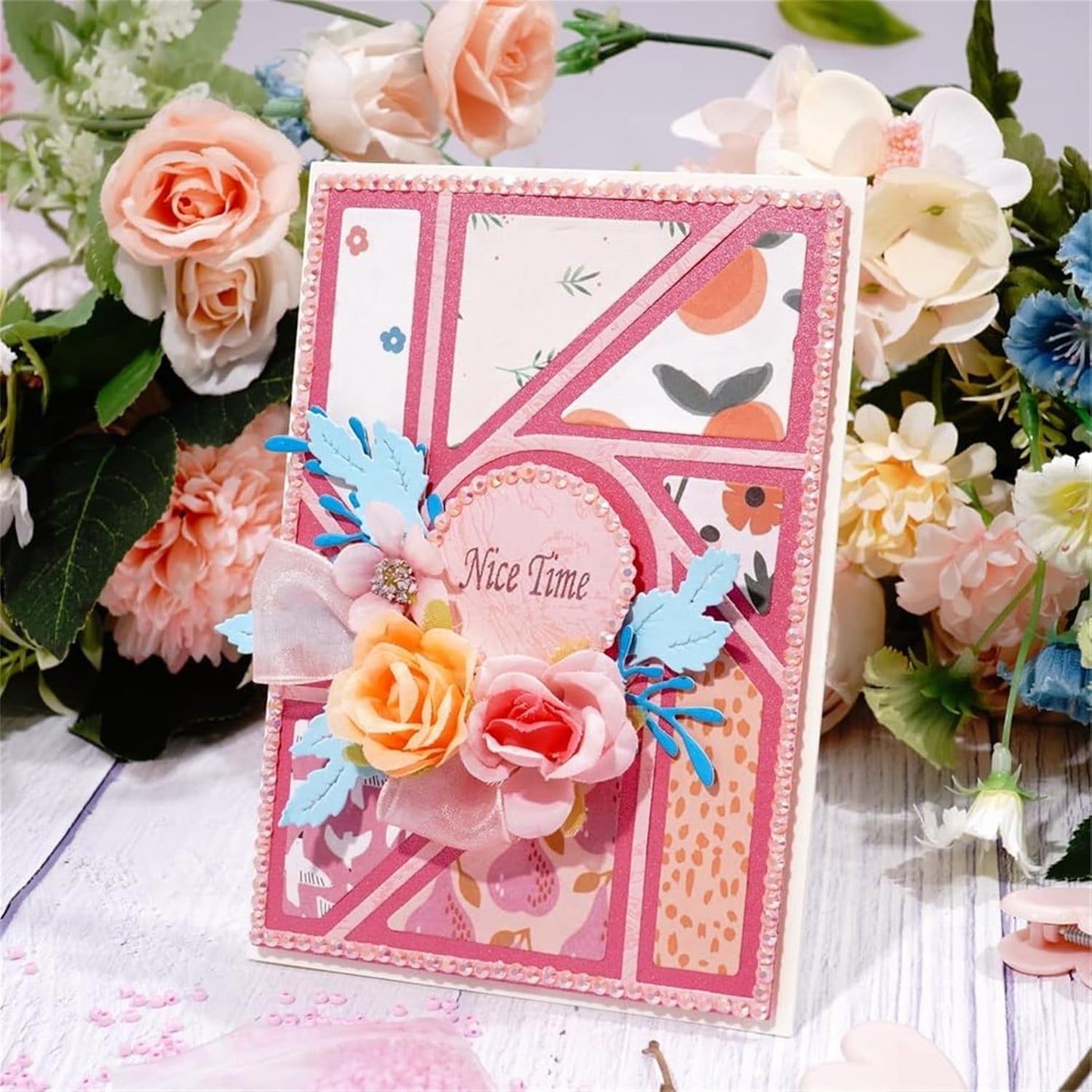 Cutting Dies Metal Stencils Scrapbooking Tools Flowers Lace Frame DIY Embossing Template for Paper Card Making Album Arts Crafts Supplies (Circular frame-14x10cm)