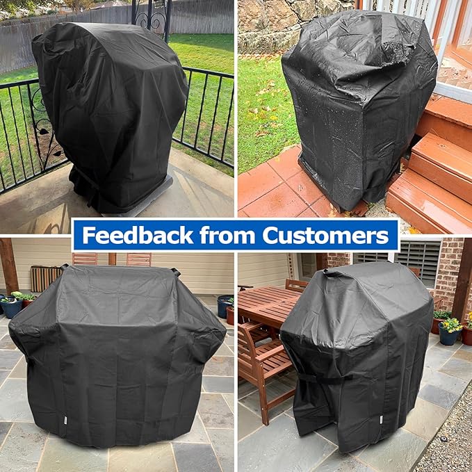 SunPatio BBQ Grill Cover 52 Inch, Outdoor Durable Waterproof Gas Barbecue Cover, Compatible for Weber Spirit 200 and 300 Series, Charbroil and Kenmore Grills, Compared to Weber 7106, 52" x 26" x 43"H