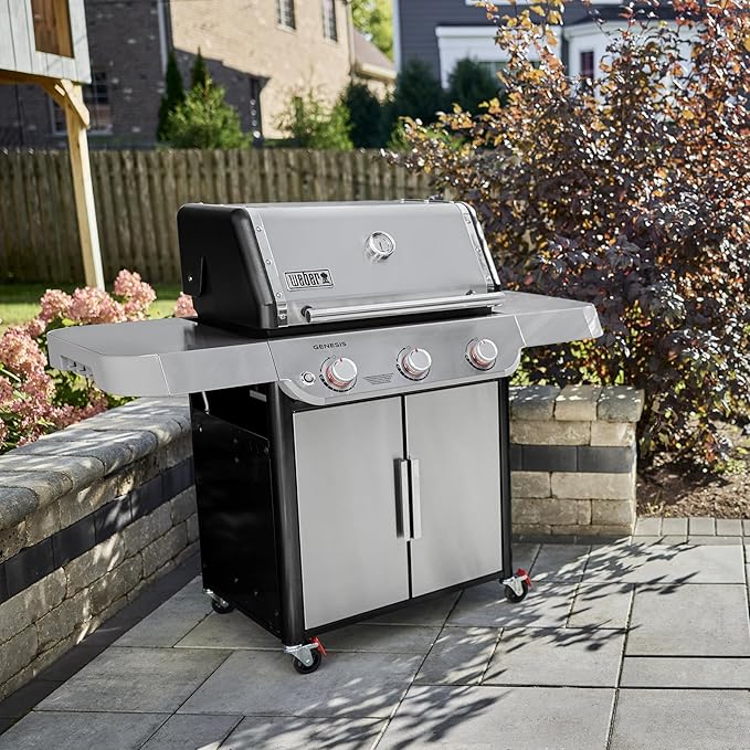 Weber Genesis S-315 Liquid Propane Gas Grill for Outdoor Grilling, 3 Burners, Stainless Steel