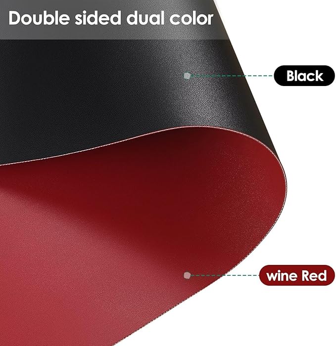 Leather Dresser Cover,1.8mm Thick,14x84 Inch,Dresser Protector Top,Dresser Top Protector,Dresser Cover Top,Dresser Top Cover,Dresser Cover Top for Bedroom.(Black+Wine Red,14x84)