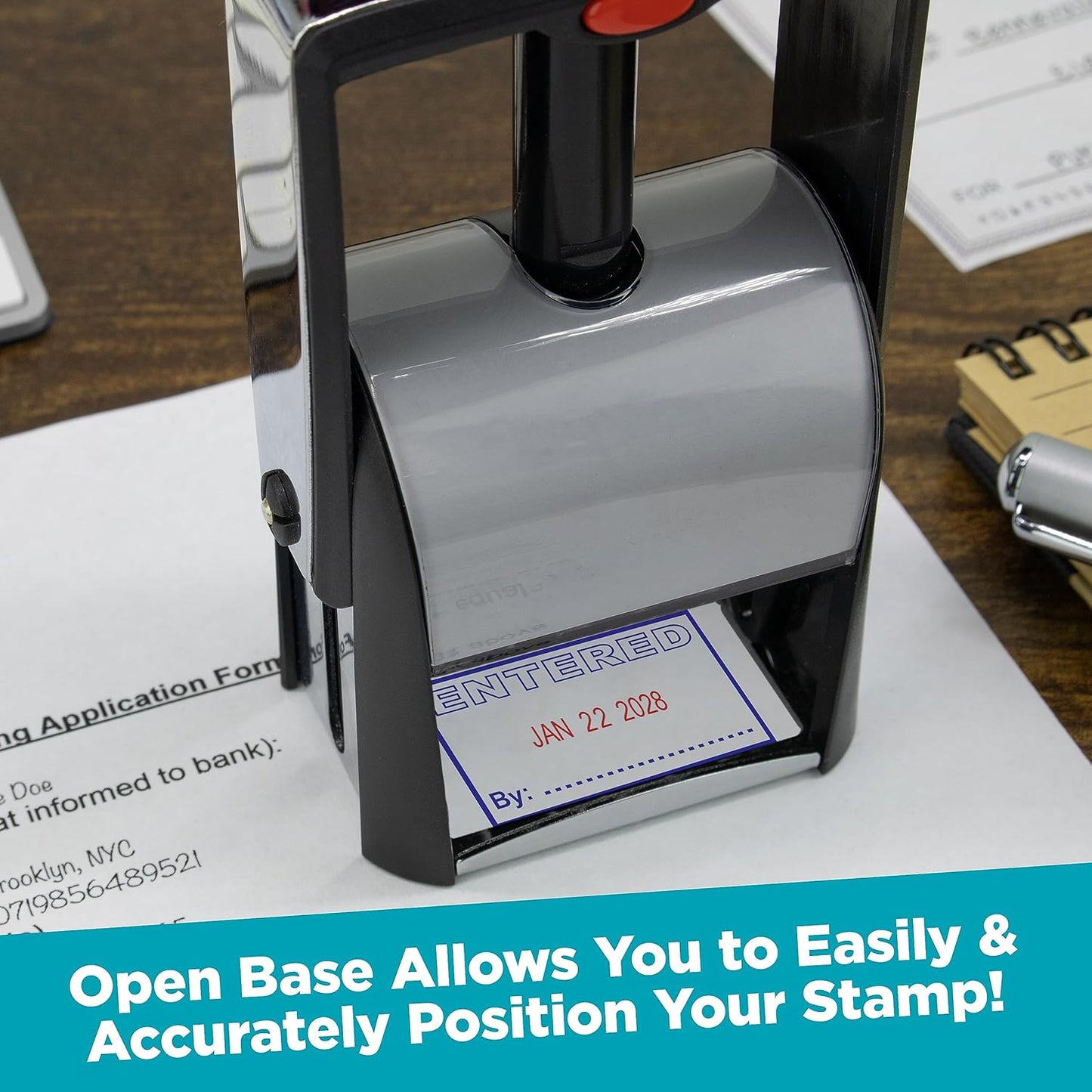 MaxMark Heavy Duty Self Inking Date Stamp with Phrase Paid - 2 Color Blue/Red Ink