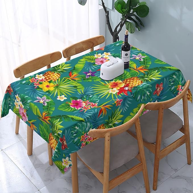Worltoldb Pineapple Tablecloths Polyester Table Cloth for Kitchen Dinning Table Washable Tropical Table Cover for Parties Wedding Picnic