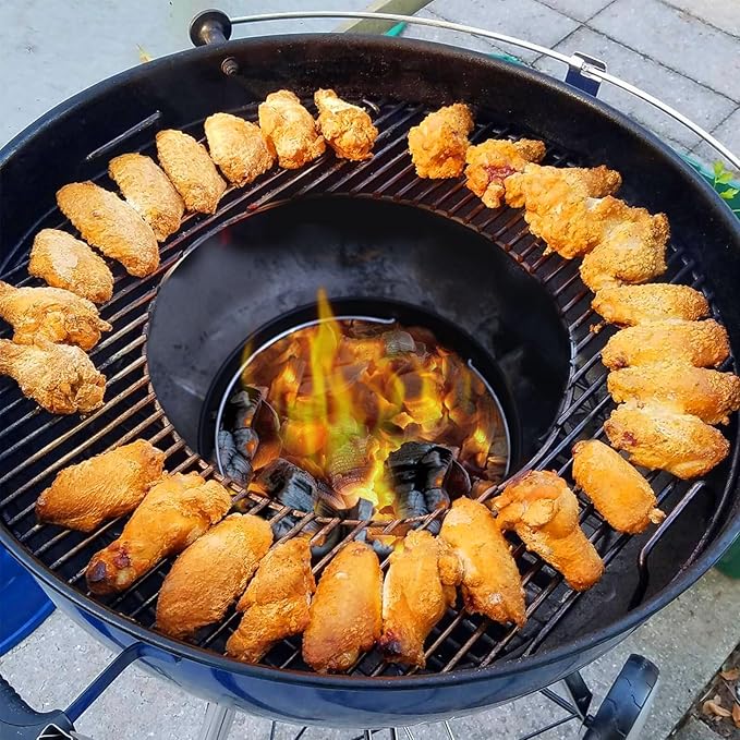 Charcoal Ash Basket Airflow for MiniMax Small,Medium Big Size Green Egg Weber Kettle Carbon Steel Fire Bowl with Handles Kamado Joe Jr,Grill Rust Resistant Enamel Coated Ash Cleanup Basket